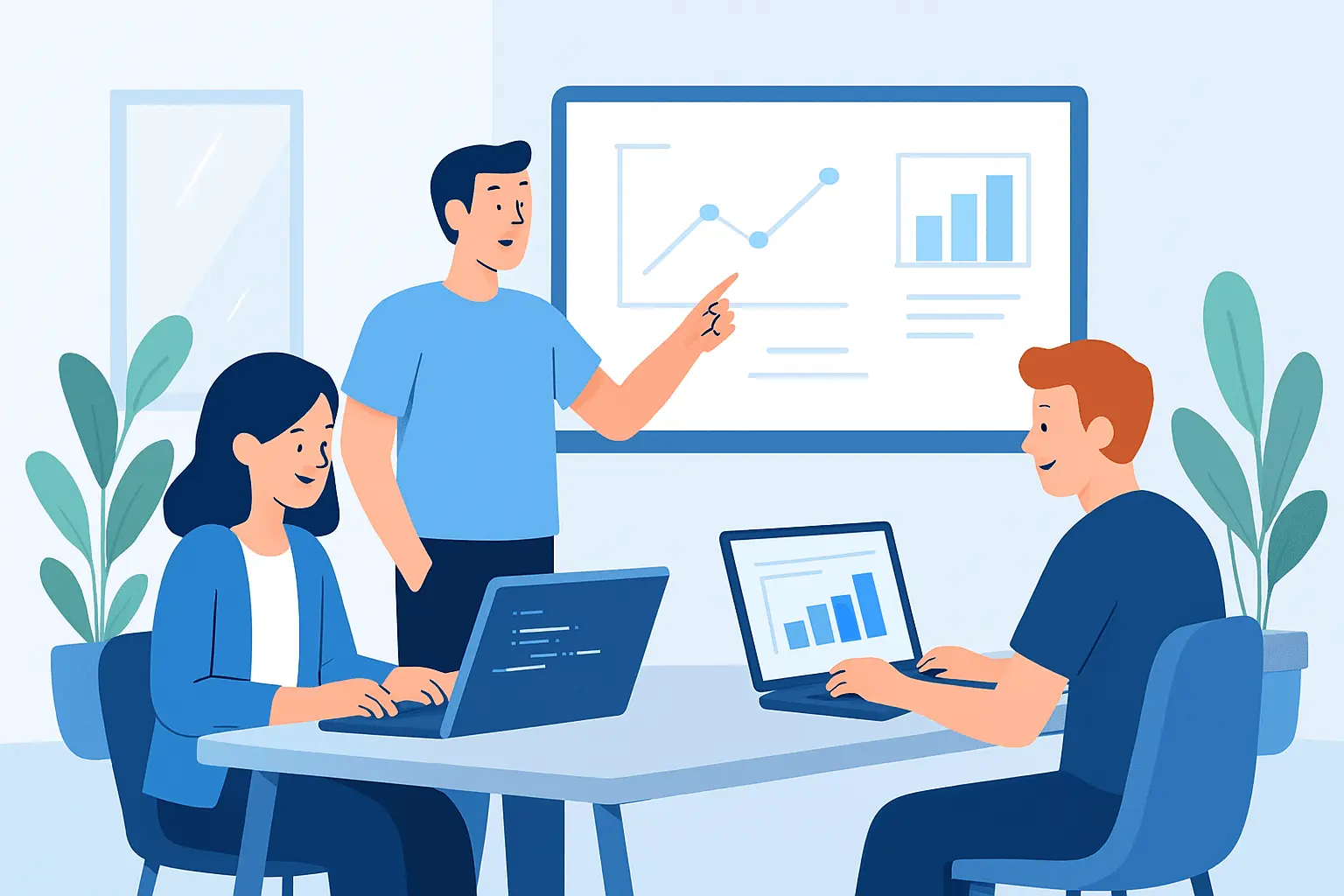 Team Nexora in un ambiente di lavoro collaborativo e sereno